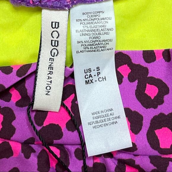 NWT BCBGeneration Two Piece Cheetah Print Reversible Swimsuit Size Small - Picture 10 of 10
